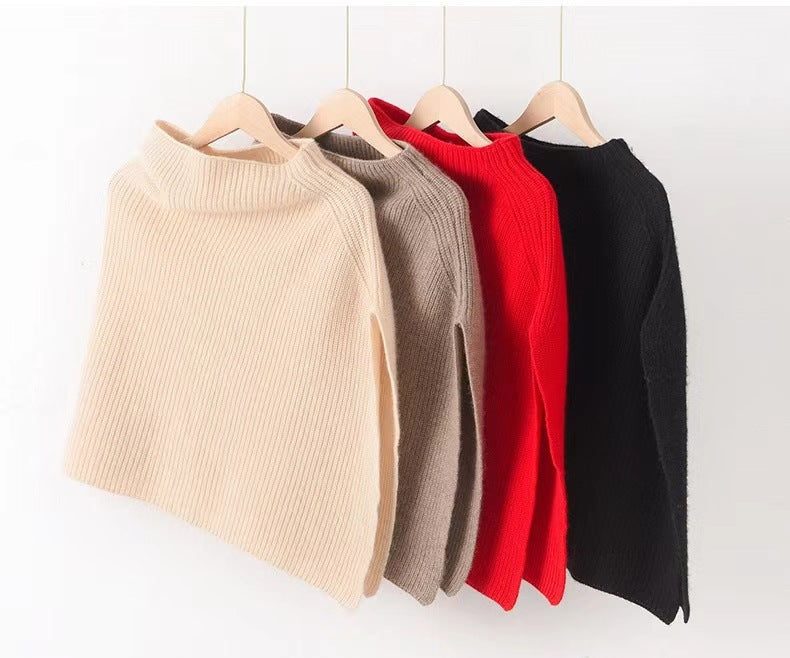 Side Split Solid Color Knitted Shawl Scarf