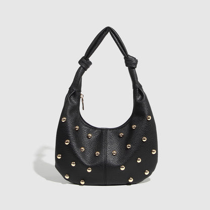 Trendy Studded Solid Color Shoulder Bag