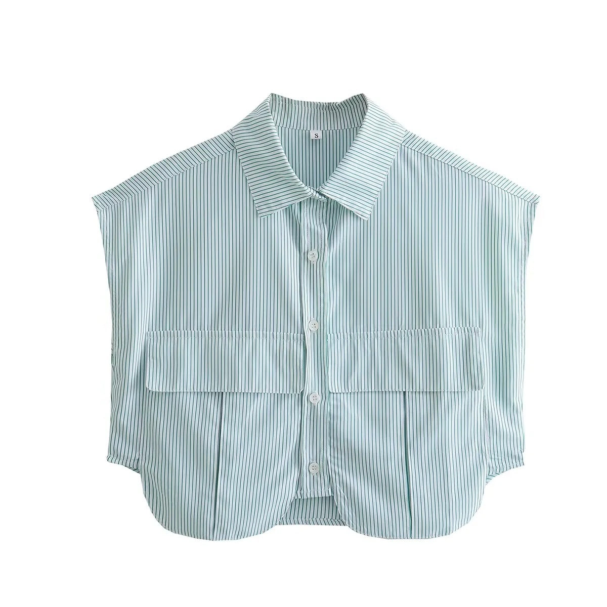 Pockets Irregular Lapel Sleeveless Shirts