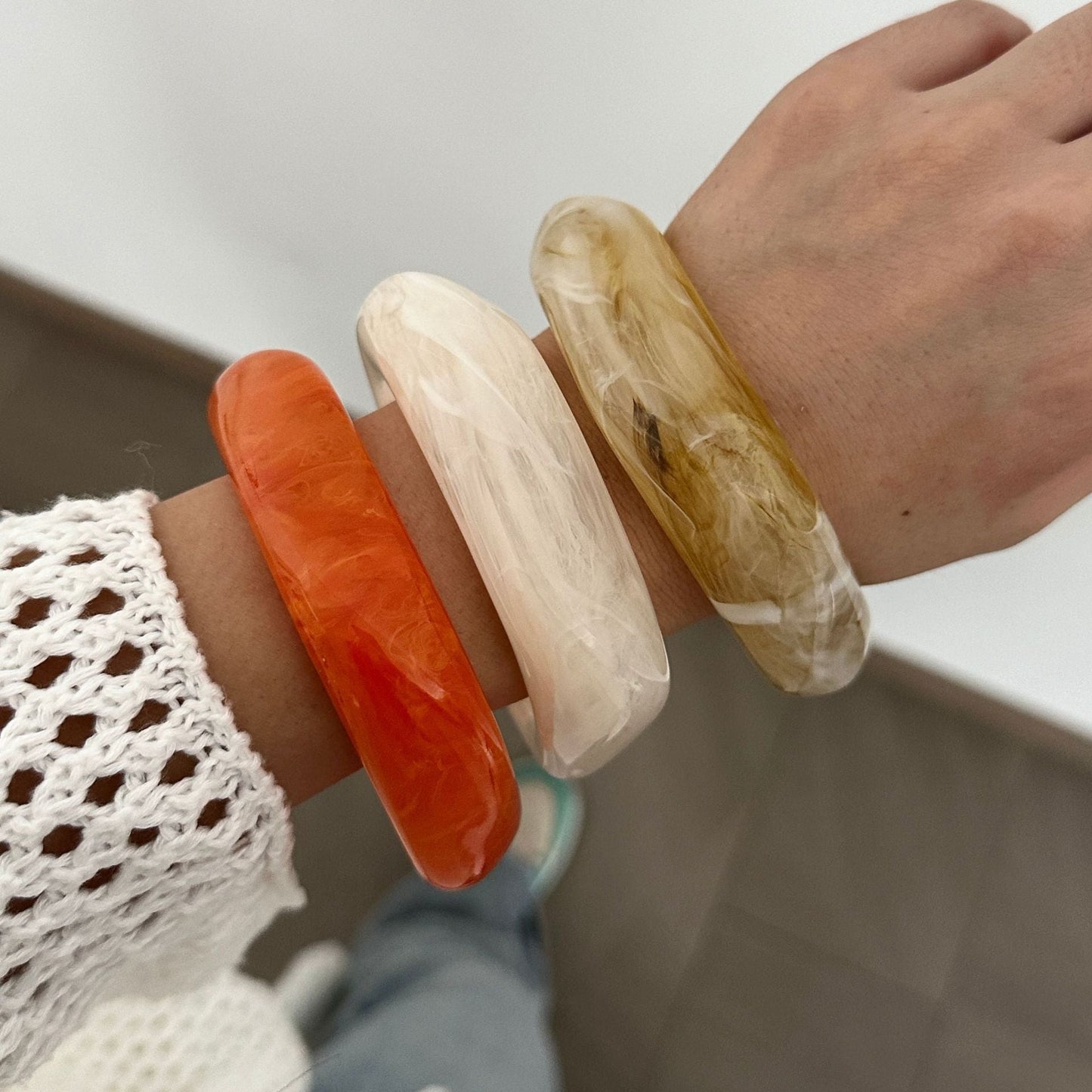 Irregular Acrylic Resin Bangle Bracelets