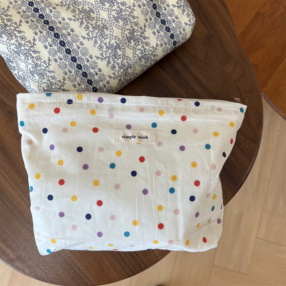 Simple Plaid Polka Dot Makeup Bag