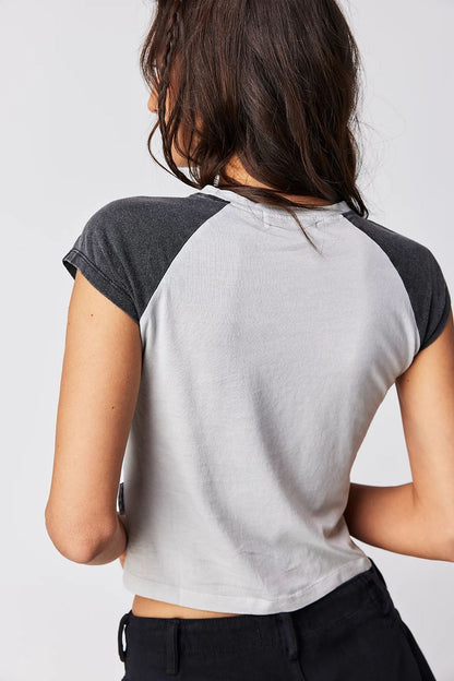 Color Block Star Splicing Slim Tops