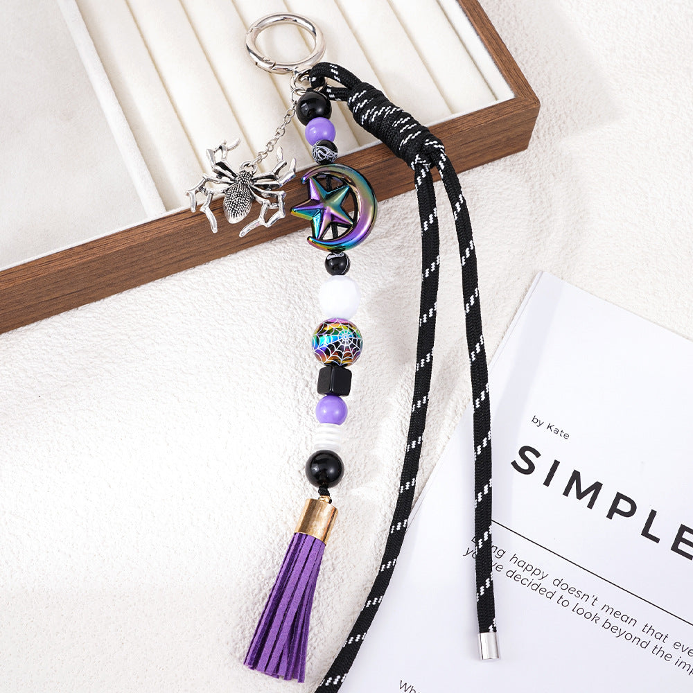 Halloween Cartoon Skull Beads Braided Bag Charm