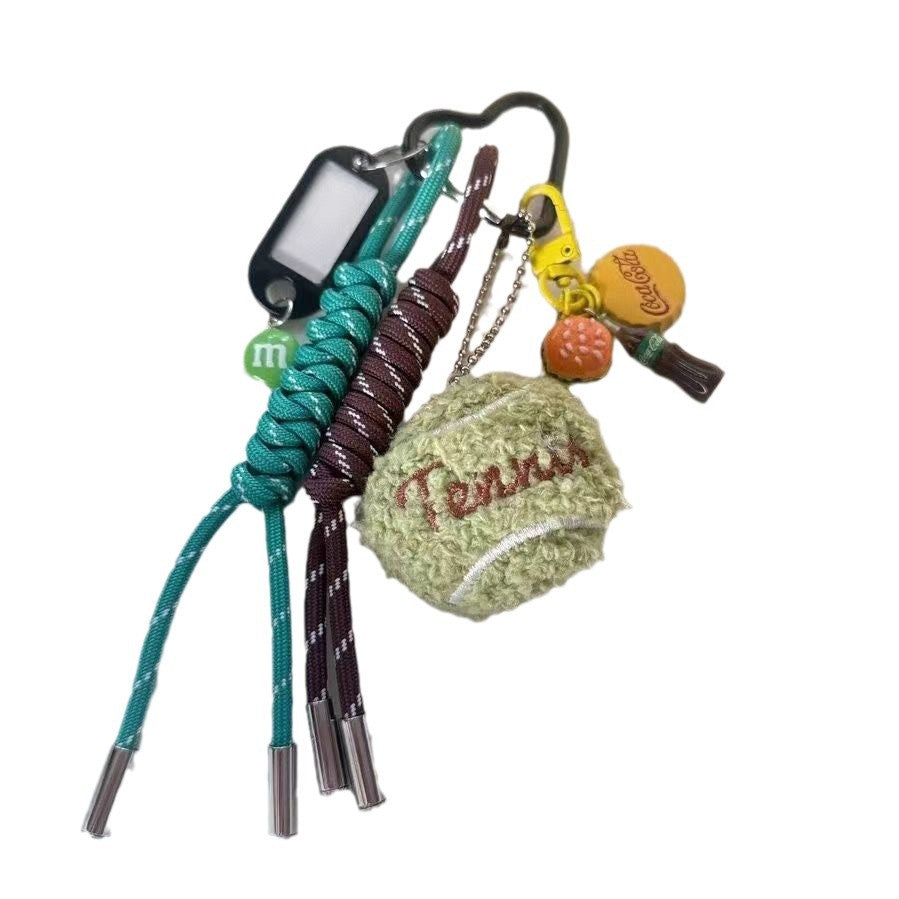 Cute Plush Tennis Braided Cord Bag Charm