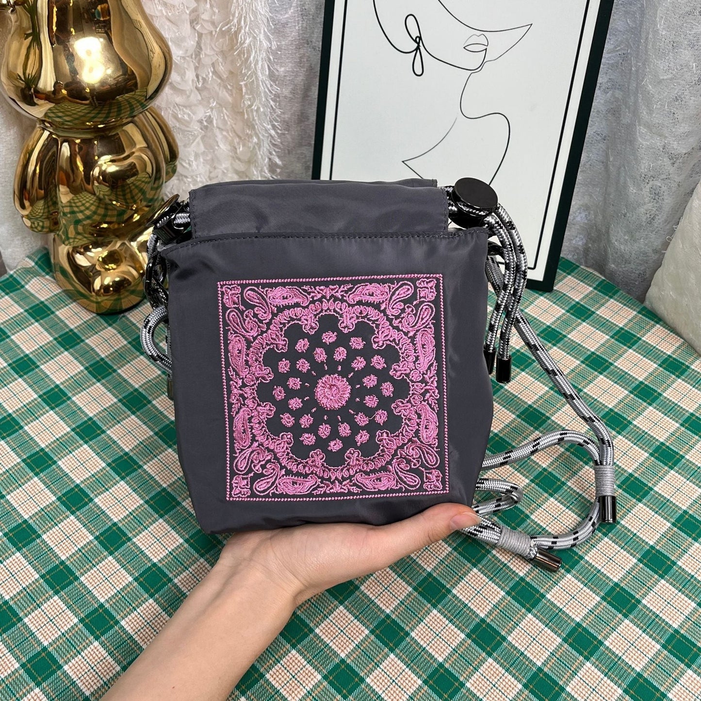 Mini Simple Embroidered Shoulder Bag