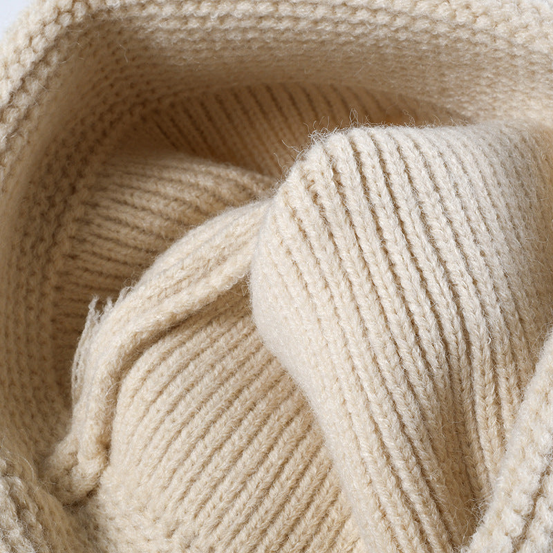 Minimalist Textured Cuffed Contrast Trim Knit Beanie