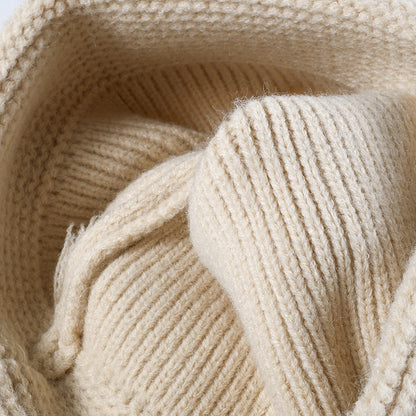 Minimalist Textured Cuffed Contrast Trim Knit Beanie