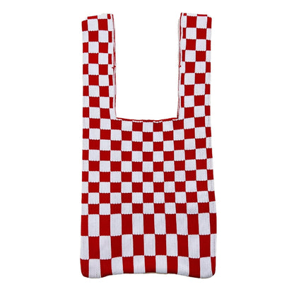 20+ Colorful Plaid Color Block Knit Handbag