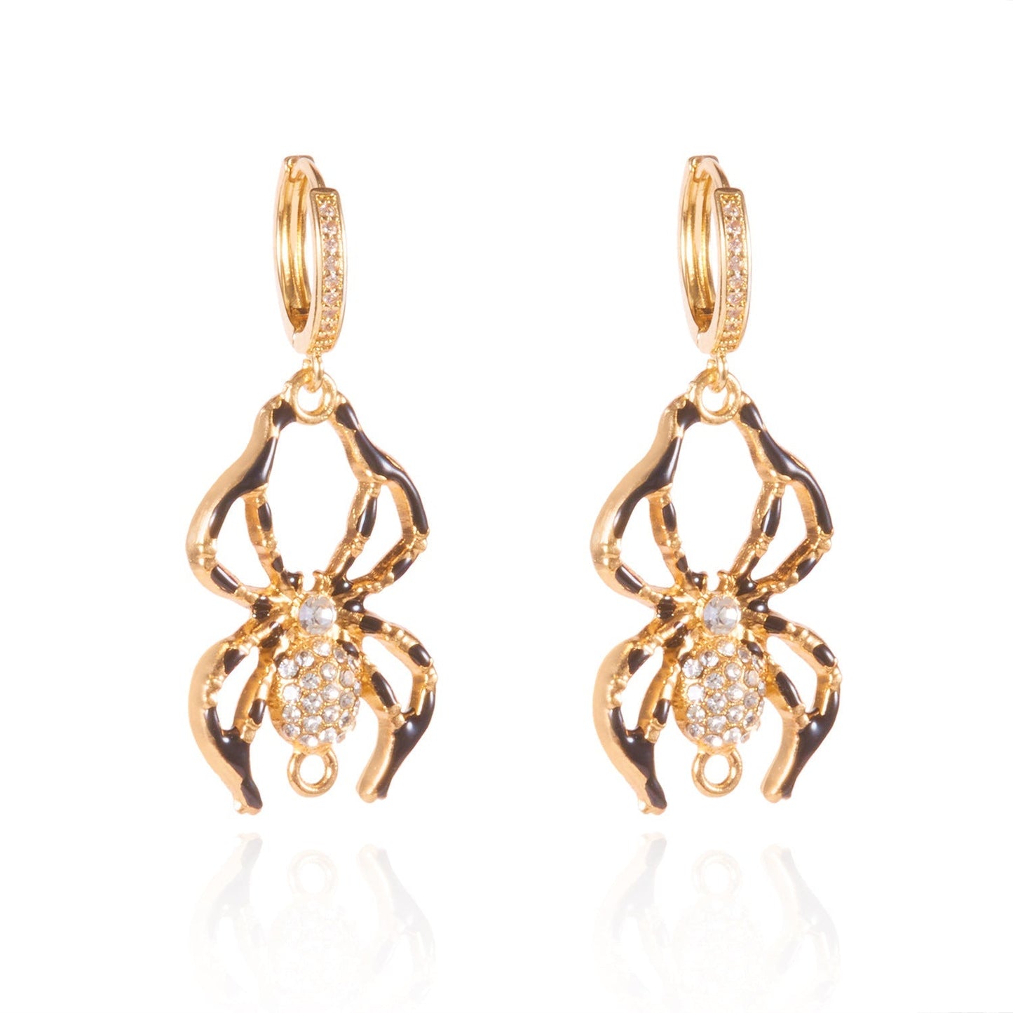 Halloween Enamel Pumpkin Rhinestone Hoop Earrings