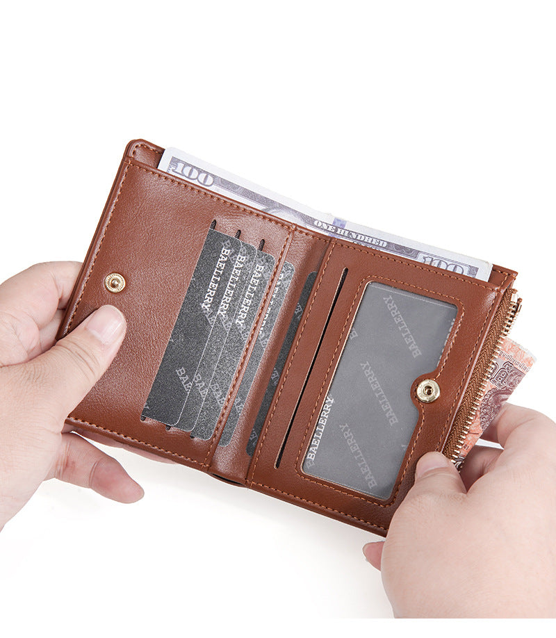 Simple Leather Splicing Card Cases Wallets