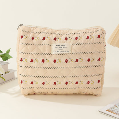 Midi Floral Print Quilted Make Up Bag