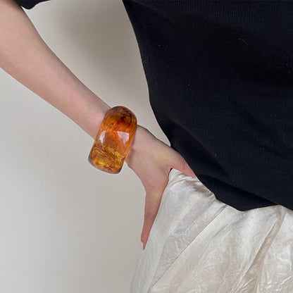 Trendy Chunky Square Wide Resin Bracelet