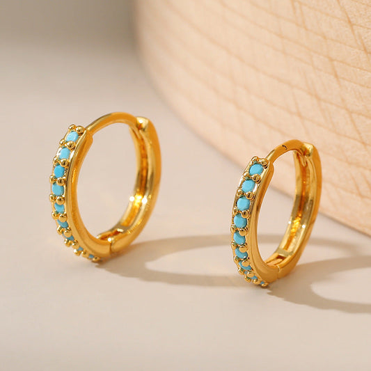 Simple Turquoise Vintage Hoop Earrings