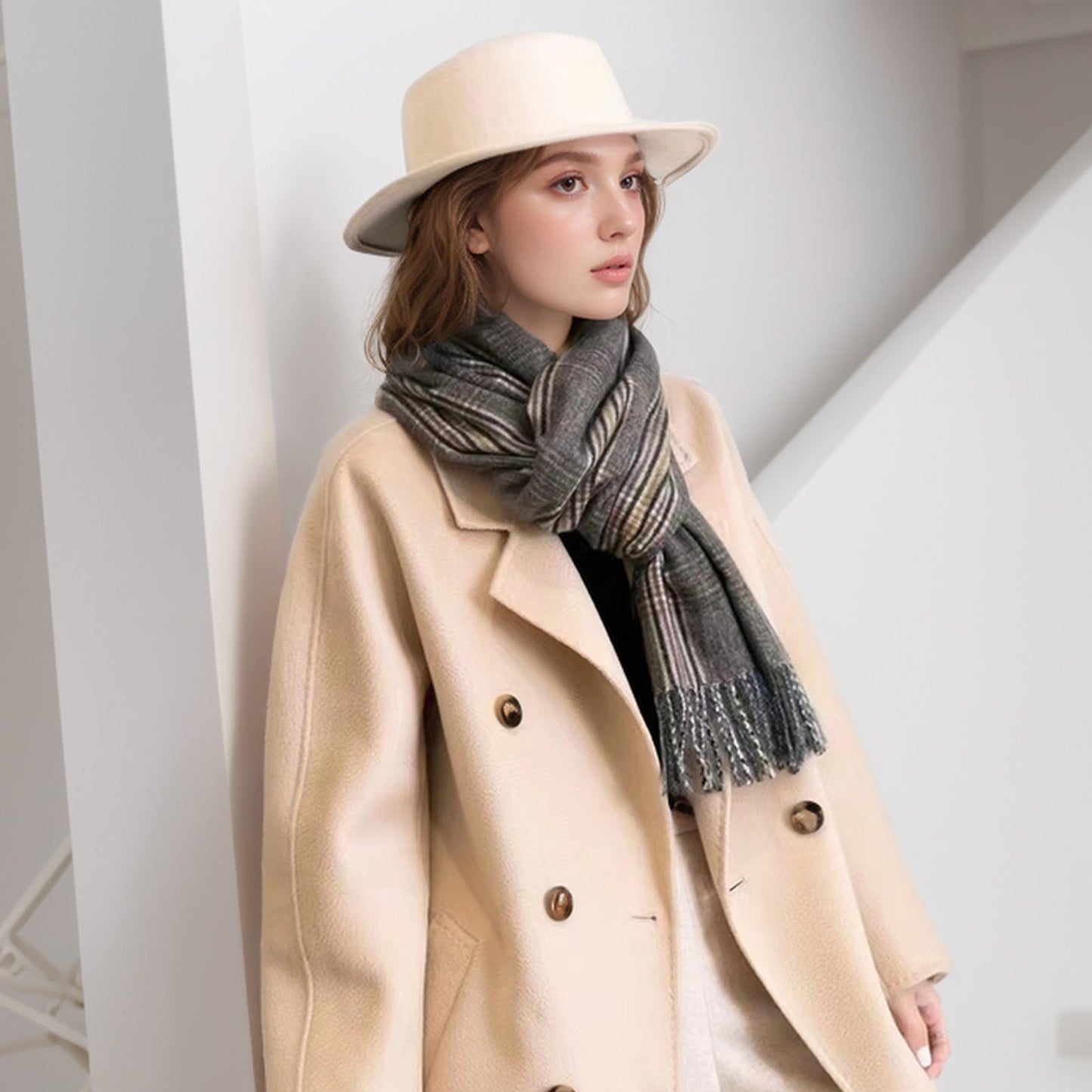 2+ Vintage Tassel Plaid Scarves