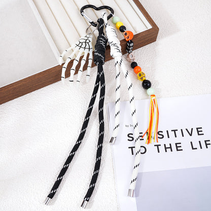 Halloween Cartoon Skull Beads Braided Bag Charm