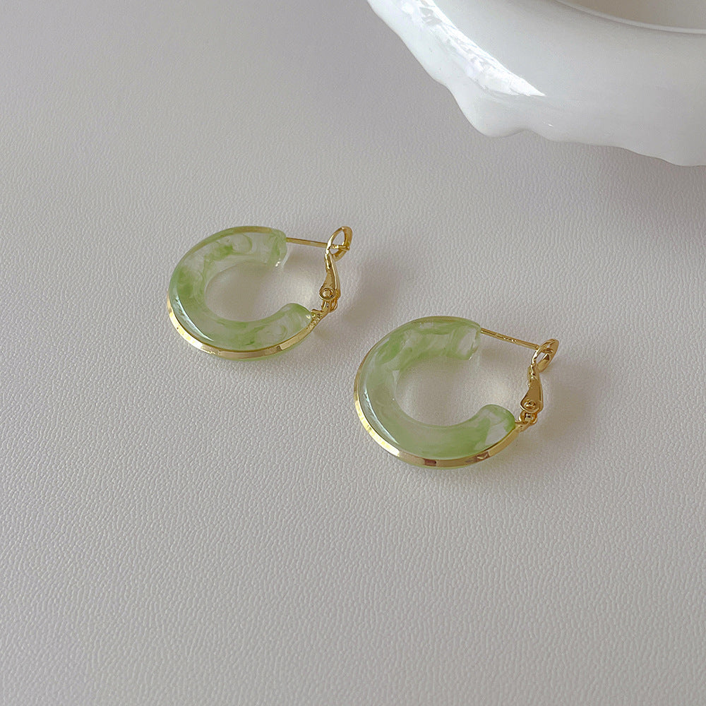 Candy Color Metal Geometics Hoop Earrings