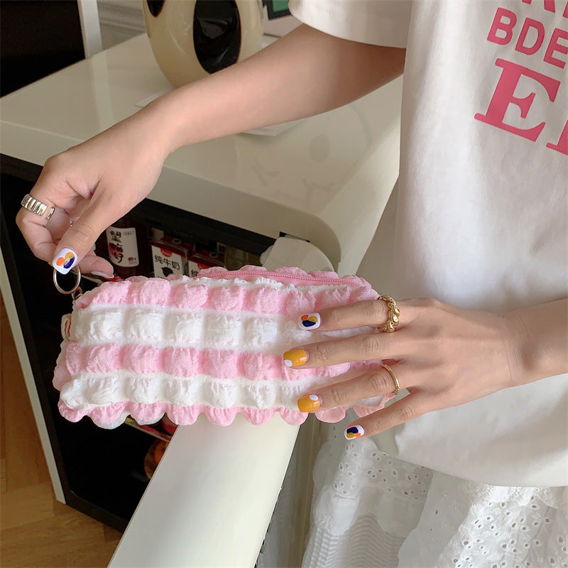 Cute Soft Ruched Makeup Pencil Pouch