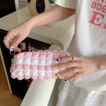 Cute Soft Ruched Makeup Pencil Pouch
