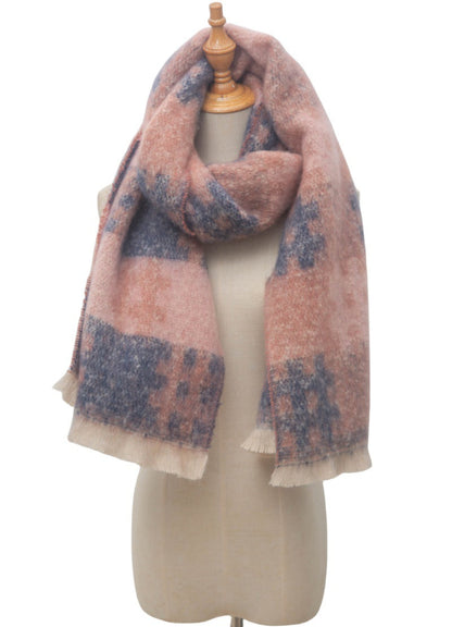 Plaid Print Contrast Color Scarves