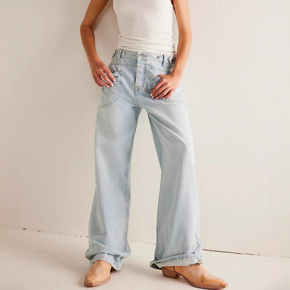 Washed Street Straight Leg Jeans