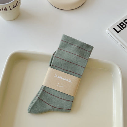 Simple Striped Soft Cotton Socks