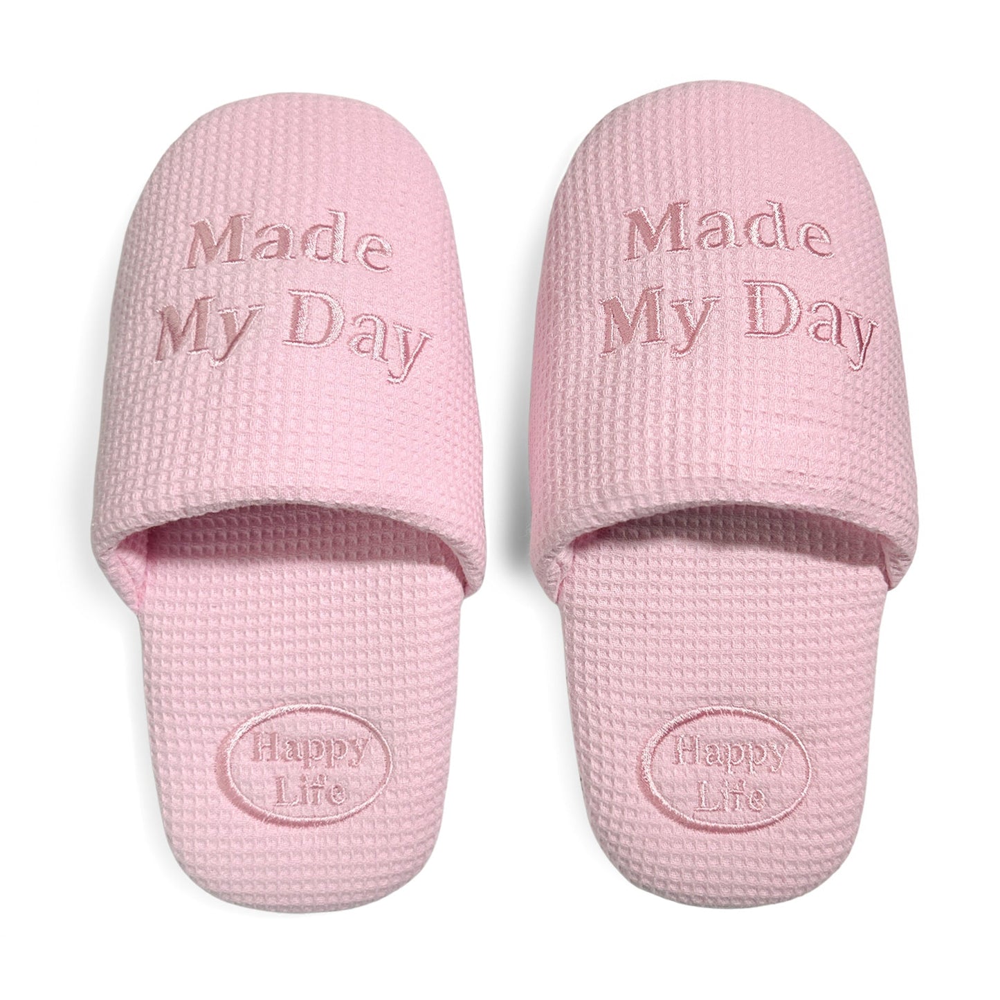 Soft Letter Embroidered Waffle Indoor Slippers