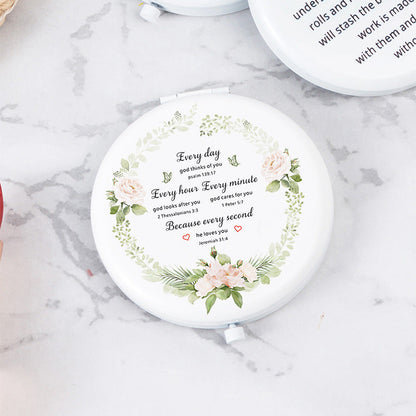 White Letter Mini Portable Makeup Mirror