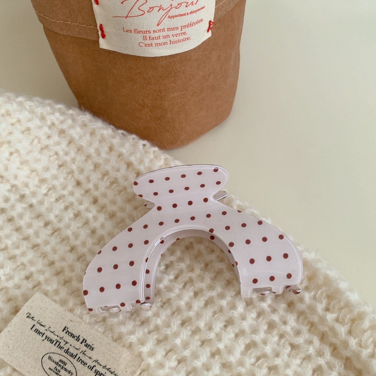 Simple Polka Dot Color Block Hair Claw