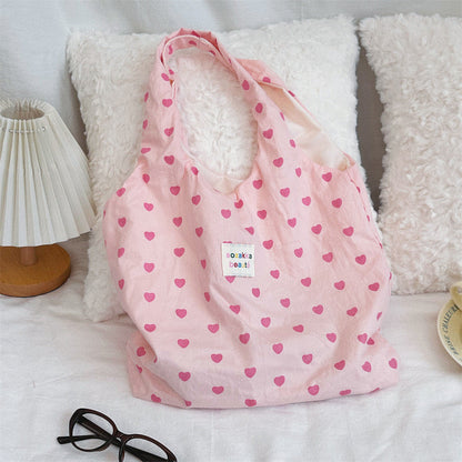 Pink Love Print Color Block Bag