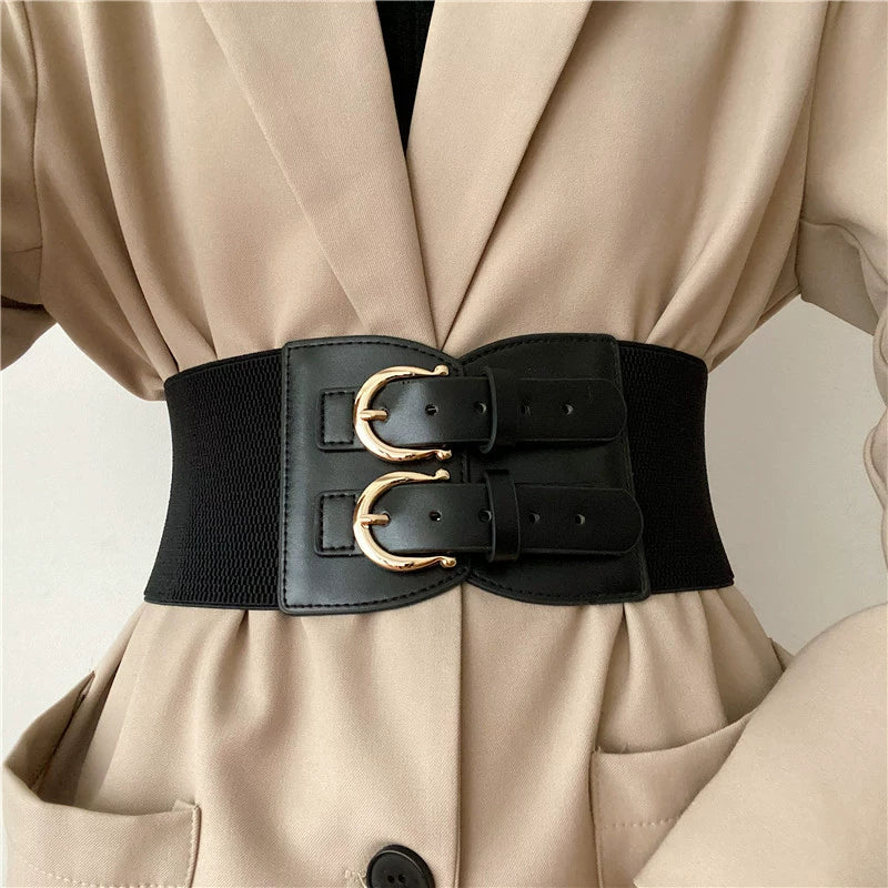 Solid Color Stretchy Adjustable Wide Waist Belt