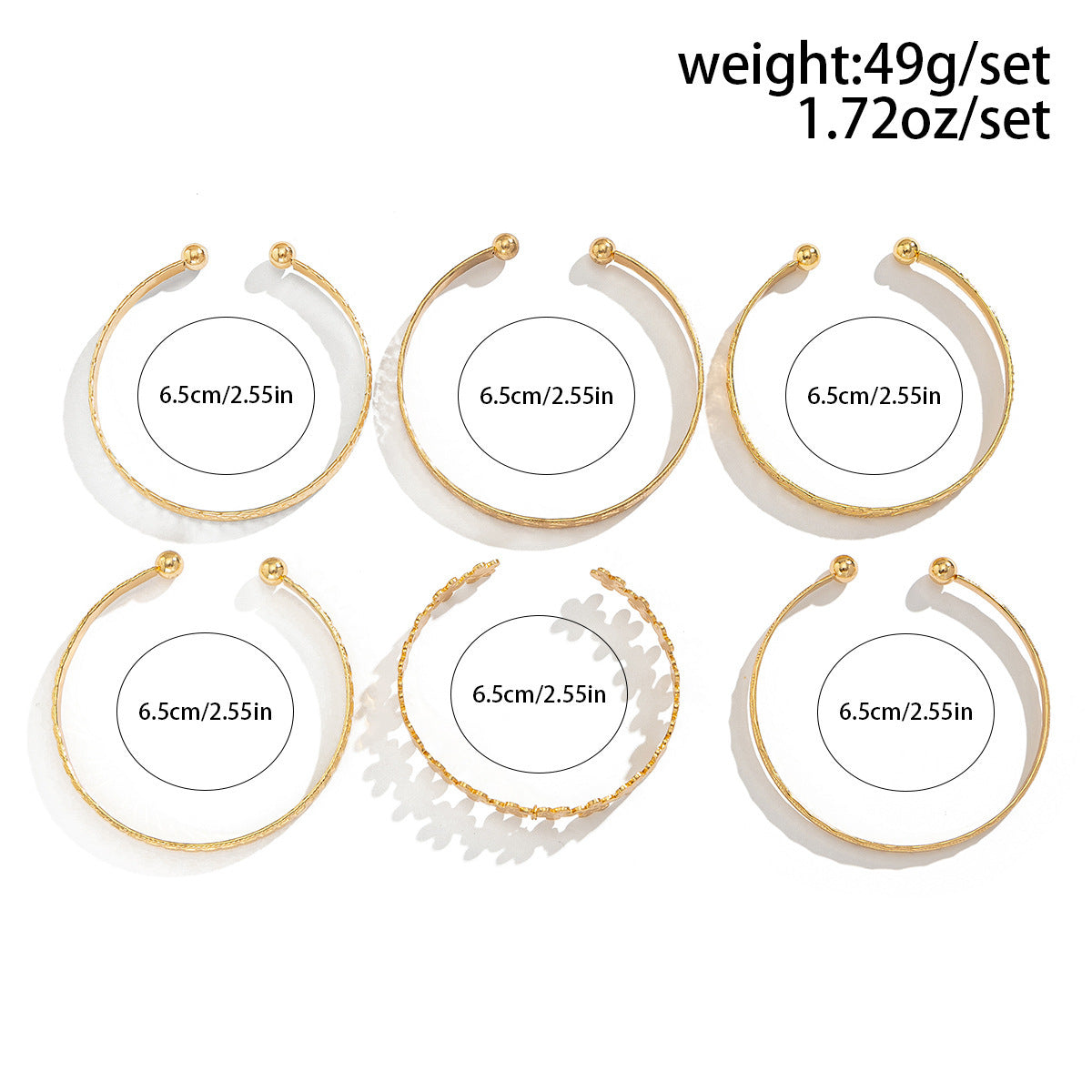 Simple Metal Heart Flower Bracelet Set