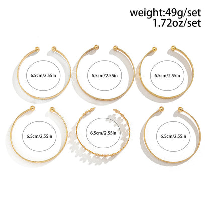 Simple Metal Heart Flower Bracelet Set