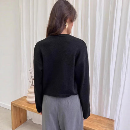 Round Neck Tie Front Long Sleeve Cardigan