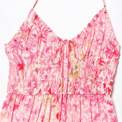 Casual Floral Print Spaghetti Strap Maxi Dress