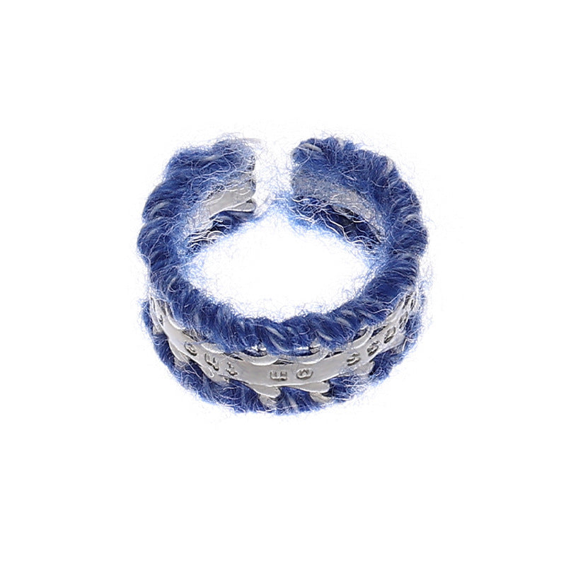 Colorful Yarn Wrapped Open Wide Ring