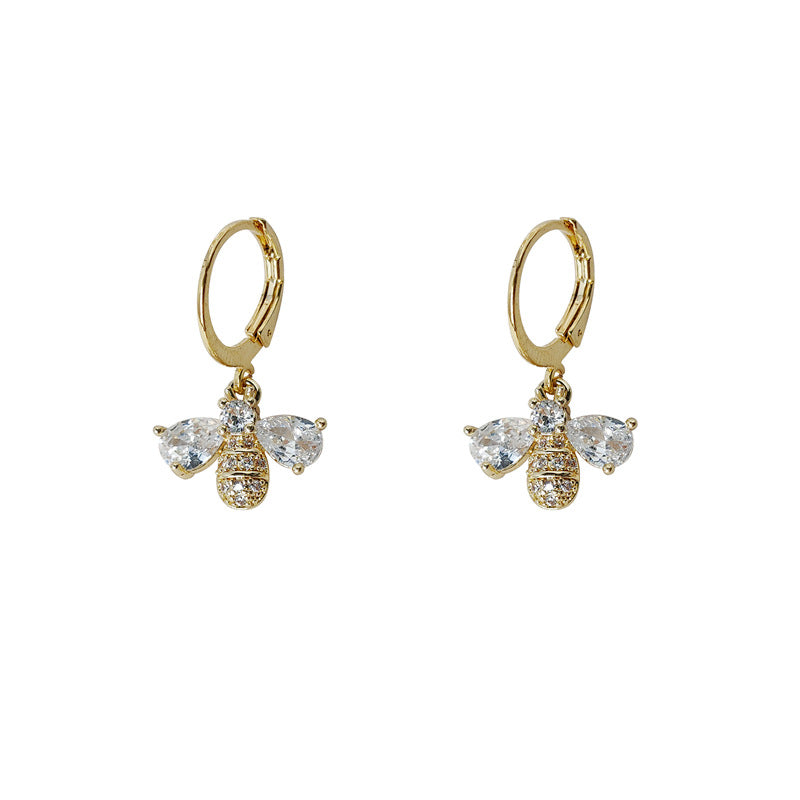 Cute Bear Cubic Zircon Drop Hoop Earring