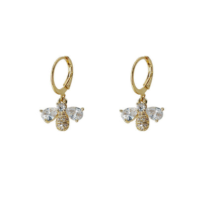 Cute Bear Cubic Zircon Drop Hoop Earring