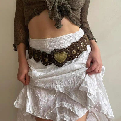 Vintage Patchwork Punk Stud Wide Belt