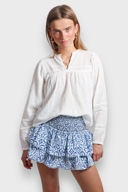 Striped Ruffle Layer Hem Casual Mini Skirts