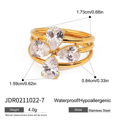 Zircon Layered Adjustable Wide Ring