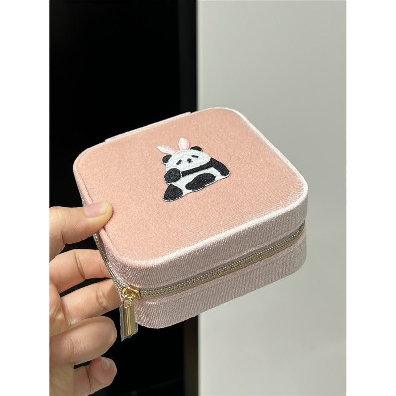 Portable Cute Embroidered Travel Jewelry Case