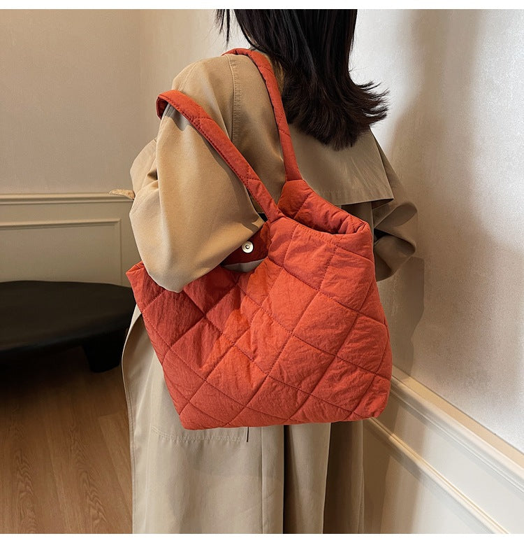 Solid Color Large Capacity Puffer Handbag