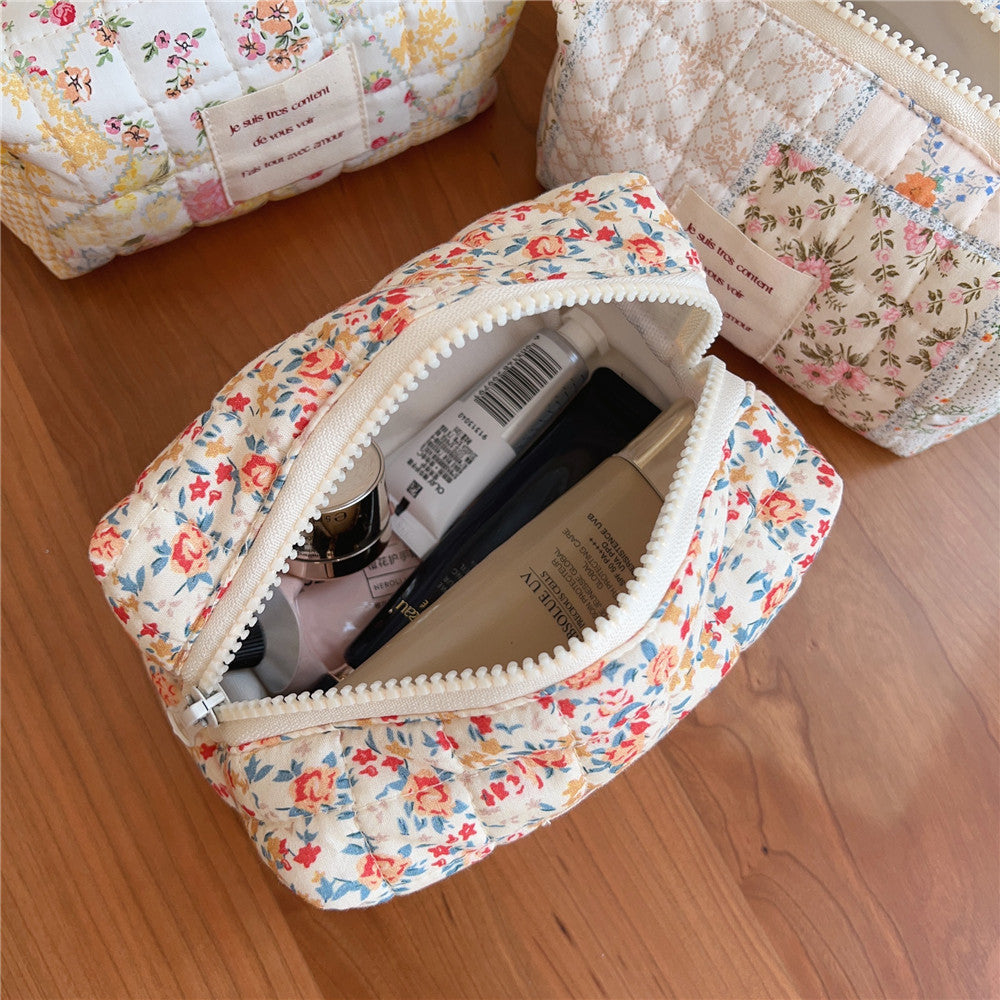 Floral Print Padded Simple Make Up Bag