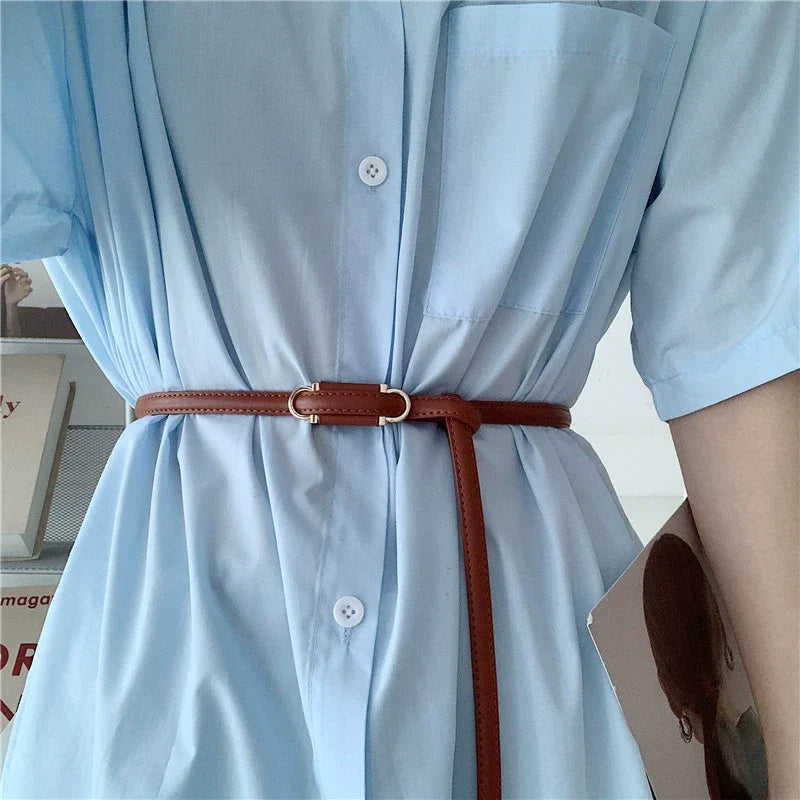 Simple Elegant Leather Slim Belt