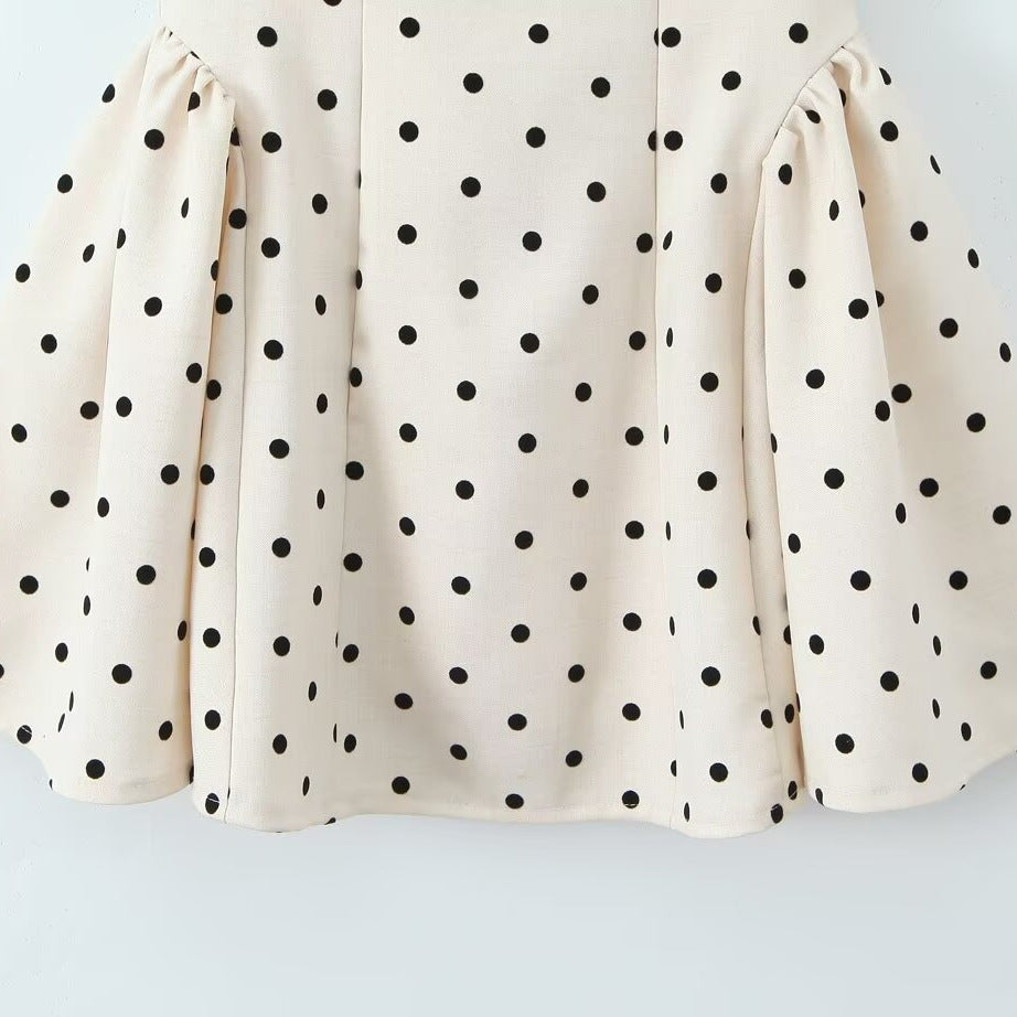 Trendy Polka Dot Tie Back Pleated Dress