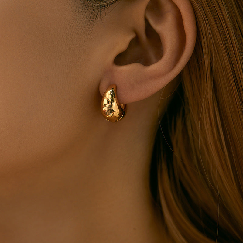 Vintage Simple Small Chunky Gold Hoop Earrings