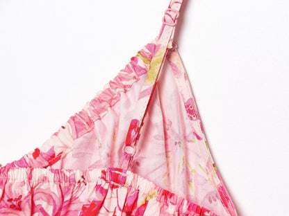 Casual Floral Print Spaghetti Strap Maxi Dress