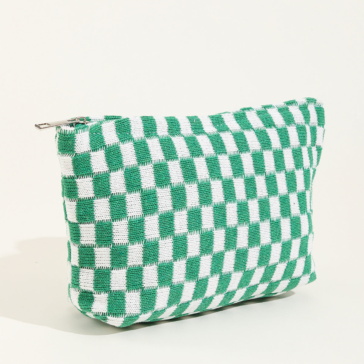 Plaid Color Block Lage Capacity Make Up Bag