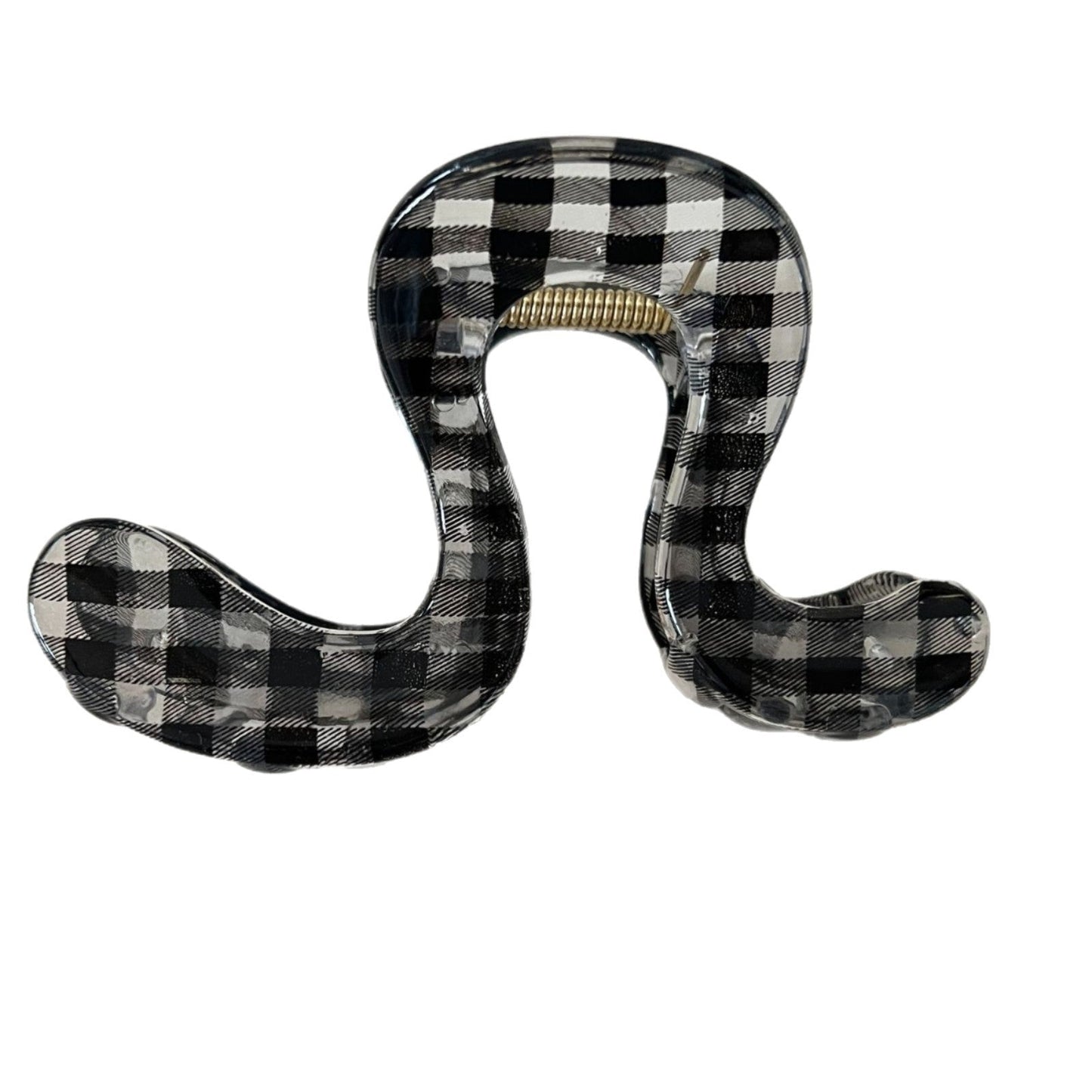 Black Plaid Geometric Sheer Hair Claw