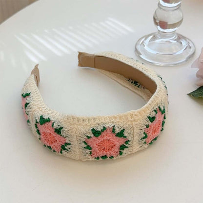 Colorful Flower Knit Wide Headbands